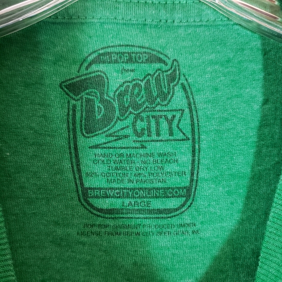 Large Brew City Green Shirt Black Graphic Tee w/ Bottle Opener - Picture 6 of 6